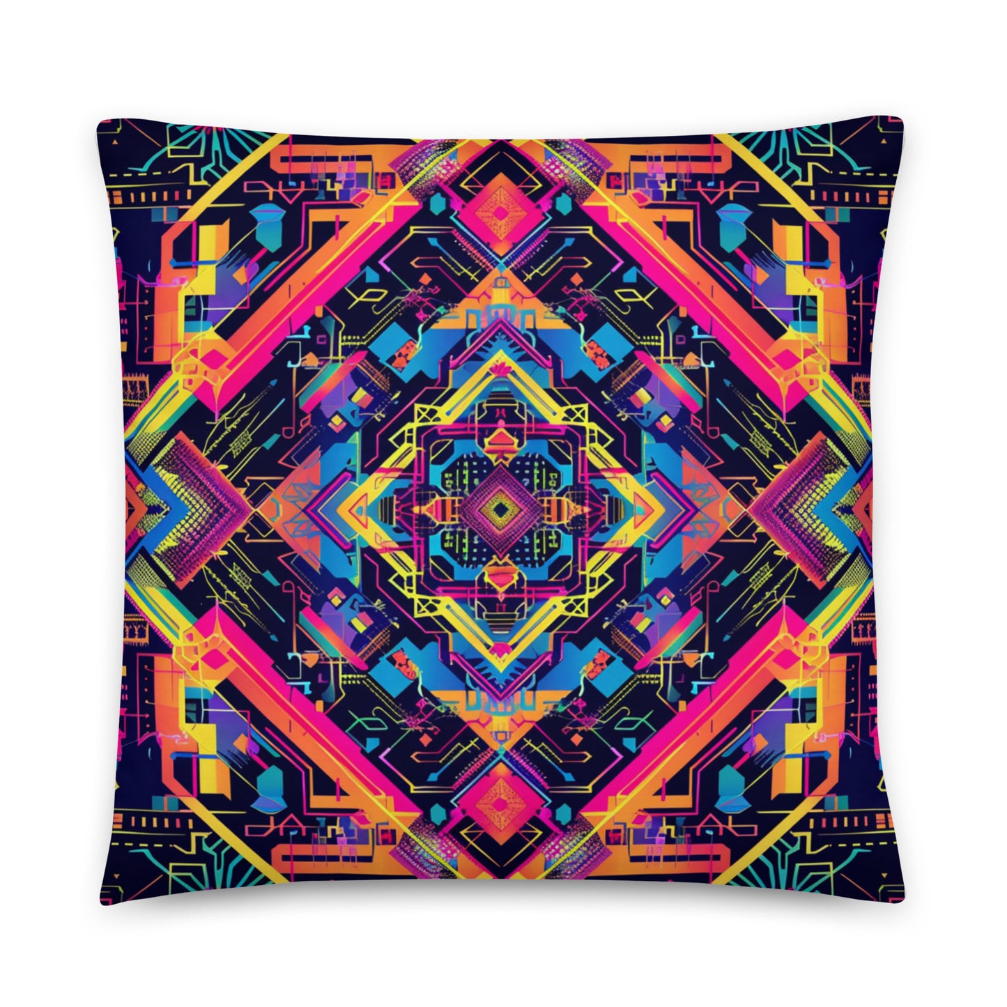 Neon Nexus Throw Pillow